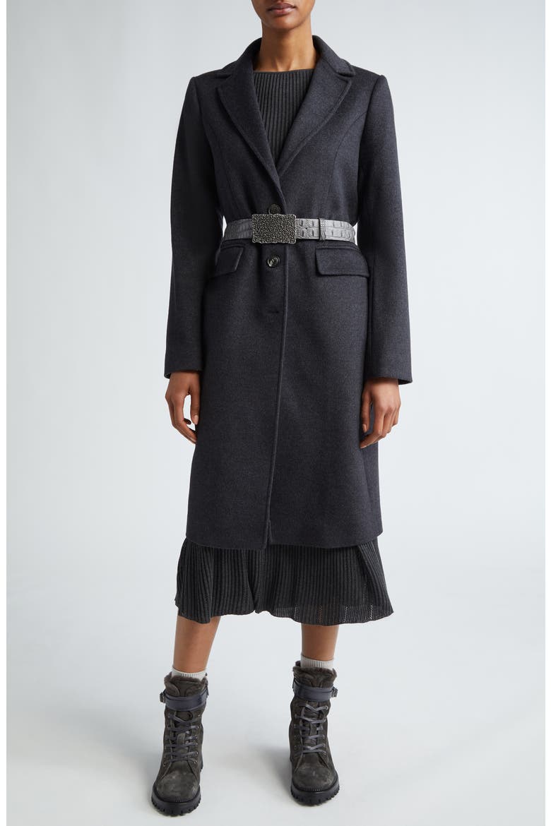 Virgin Wool Long Coat, Alternate, color, CARBON