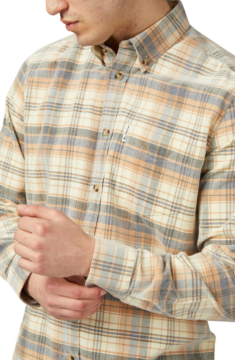 Ben Sherman Regular Fit Check Corduroy Button-Down Shirt, Alternate, color, 