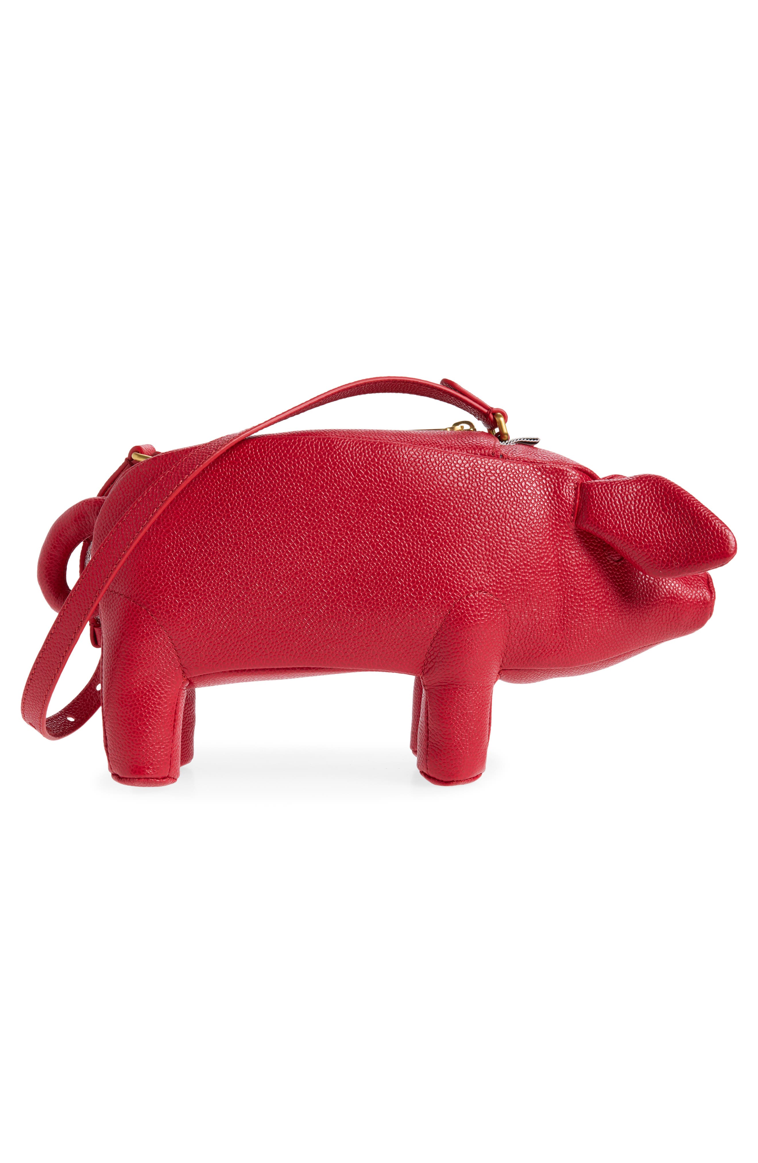 Baby Pig Pebbled Leather Shoulder Bag, Alternate, color, RED
