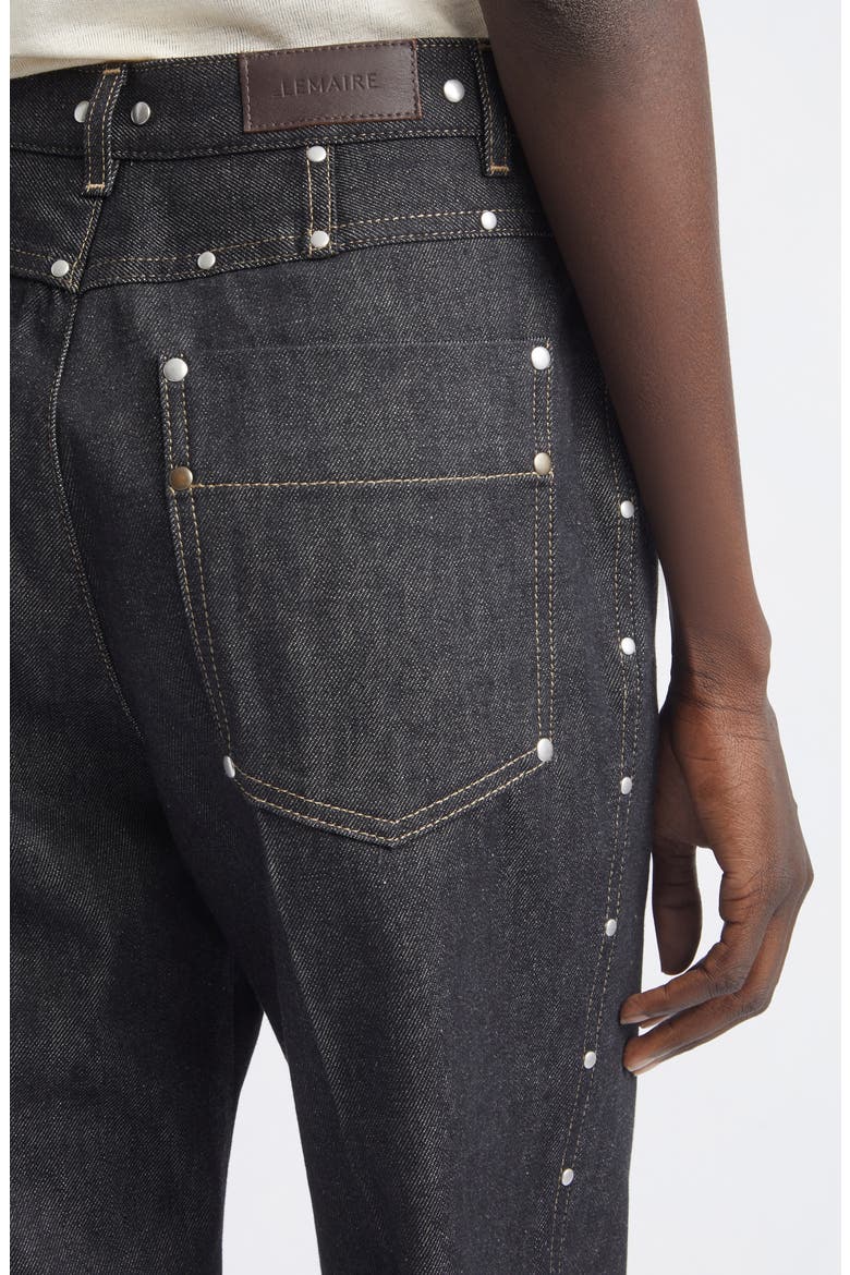 Studded High Waist Straight Leg Jeans, Alternate, color, SLATE