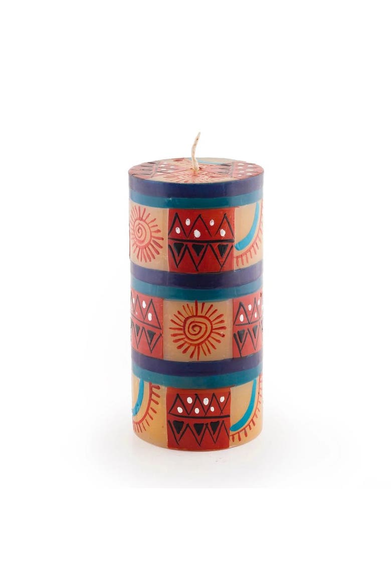 African Sky Painted Pillar Candle, Main, color, African Sky - 3x6"