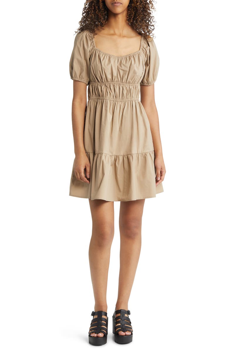 BP. Shirred Puff Sleeve Dress, Main, color,