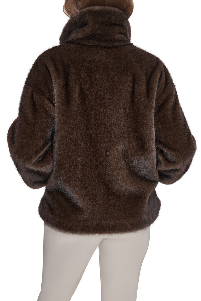 Zip Front Faux Fur Jacket, Alternate, color, BROWN