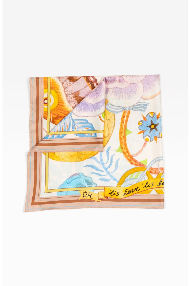 Garrulous Flowers Art Scarf, Alternate, color, Yellow