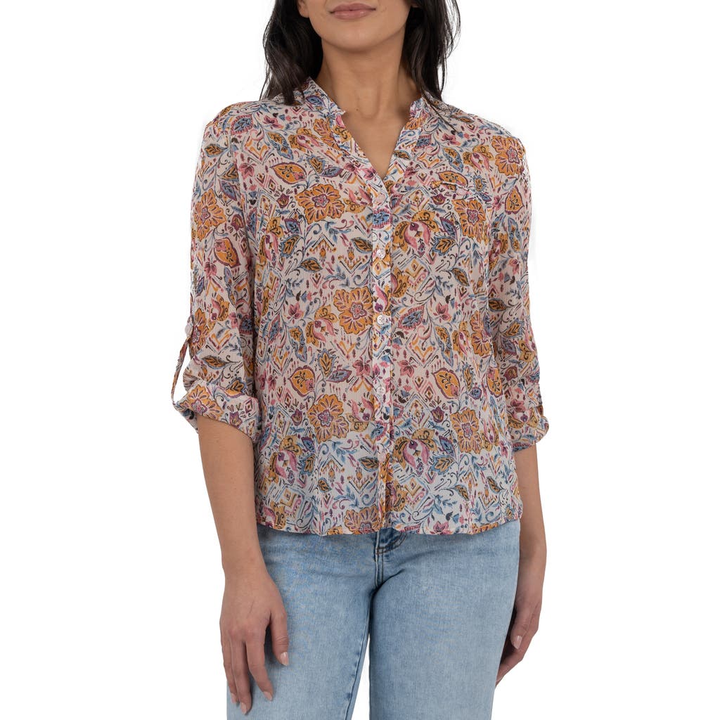 Kut From The Kloth Jasmine Chiffon Button-up Shirt In Blue