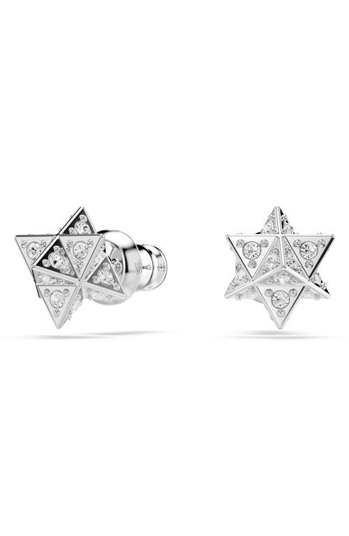 Swarovski Dextera Pierced Earrings Star Rhodium Shiny Crystal In Metallic