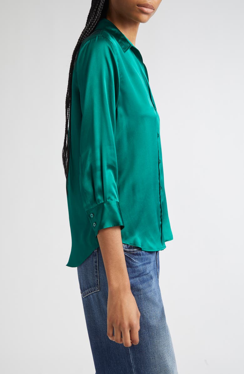 L'AGENCE Dani Silk Charmeuse Blouse, Alternate, color, Bottle Green