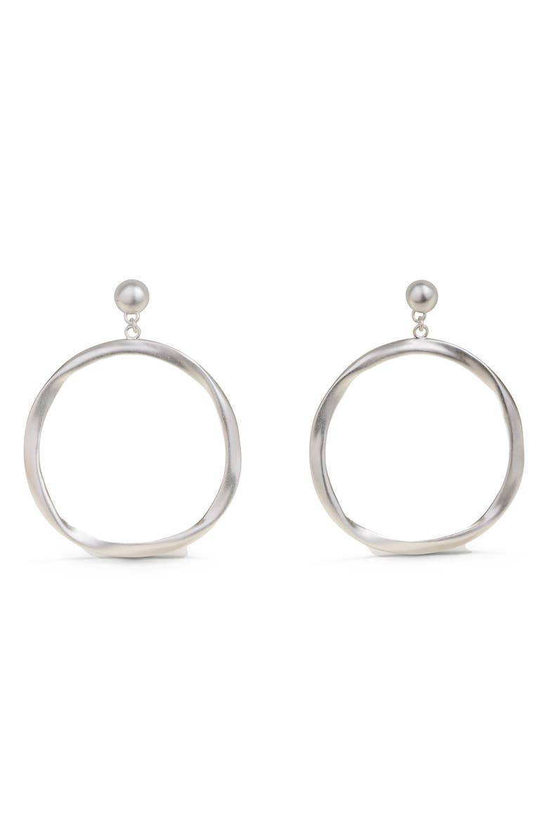 Cult Gaia Serene Drop Hoop Earrings, Main, color, Antique Silver