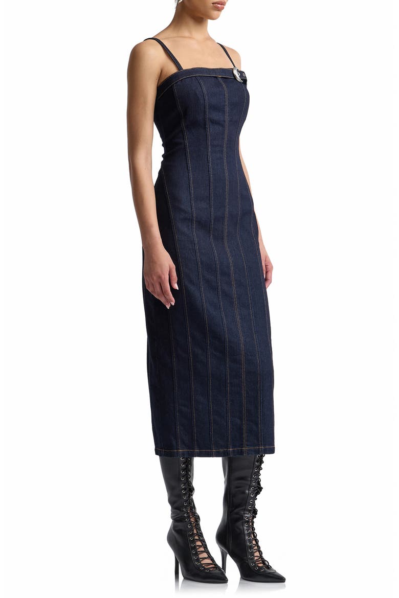 Seamed Midi Dress, Alternate, color, DARK RINSE