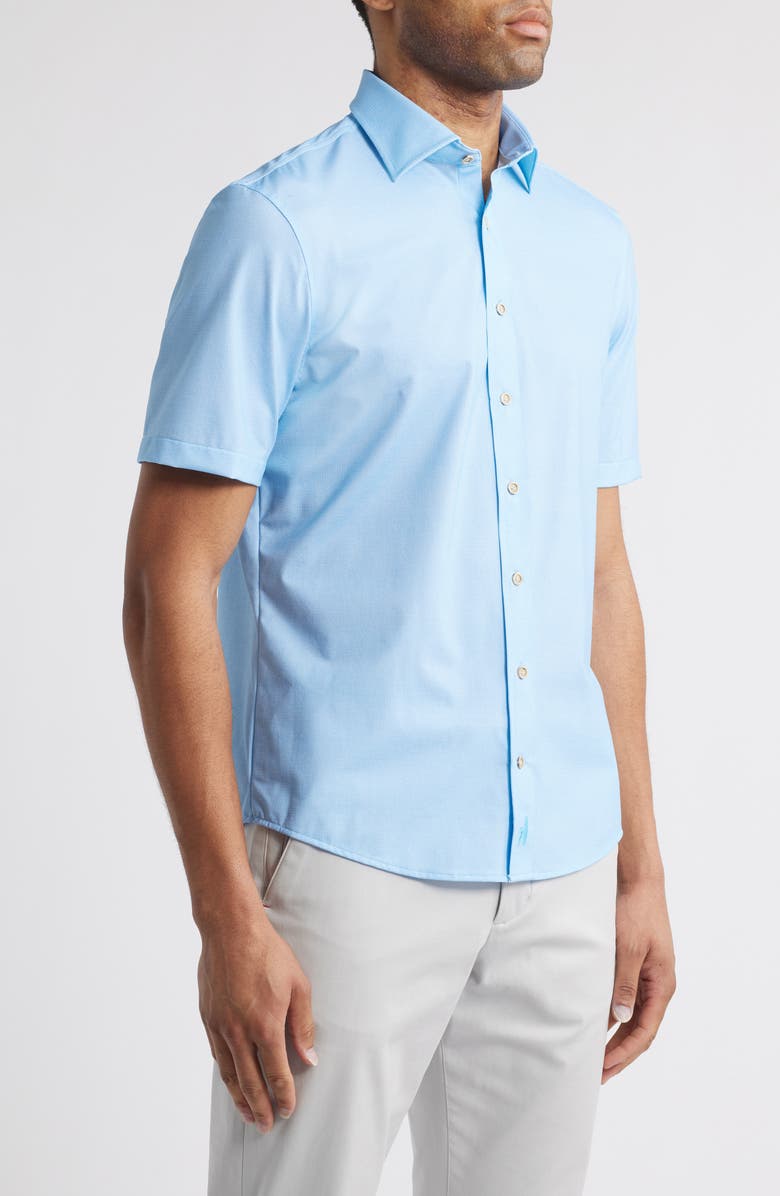 johnnie-O Spielman Hangin' Out Short Sleeve Knit Button-Up Shirt, Alternate, color, Tarpon