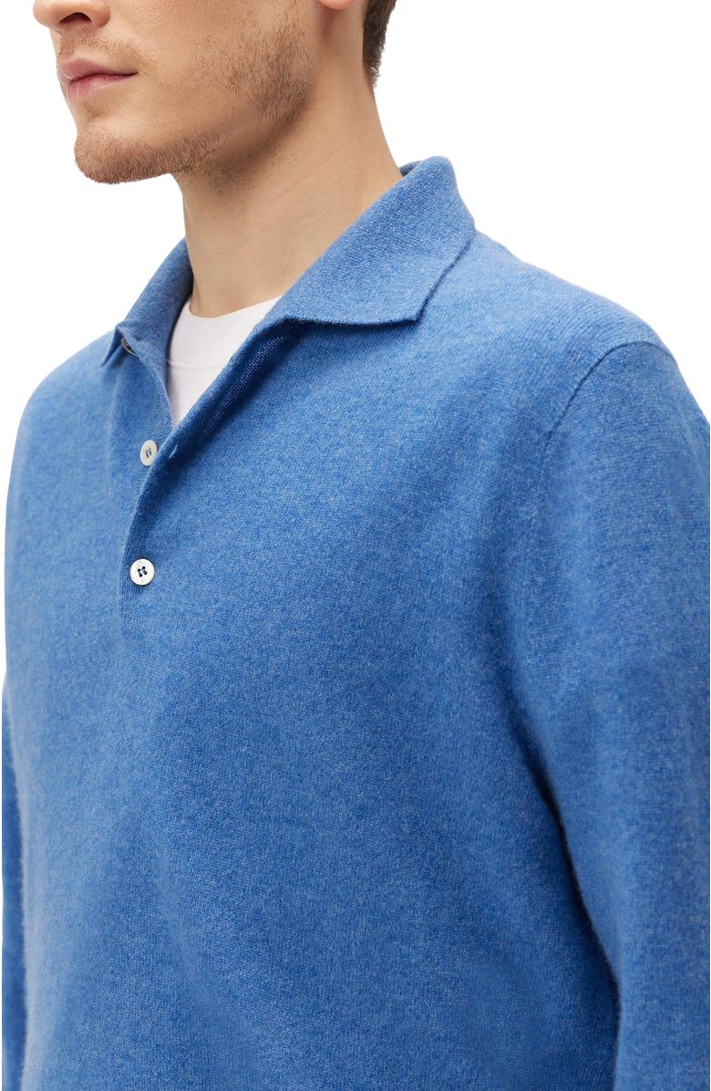 GOBI Mongolian Cashmere Essential Cashmere Polo Sweater, Alternate, color, Blue