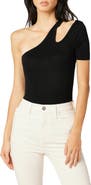 Hudson Jeans Asymmetric Cutout One-Shoulder Bodysuit