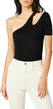 Hudson Jeans Asymmetric Cutout One-Shoulder Bodysuit