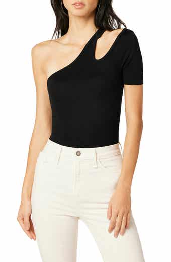 Hudson Jeans Asymmetric Cutout One-Shoulder Bodysuit