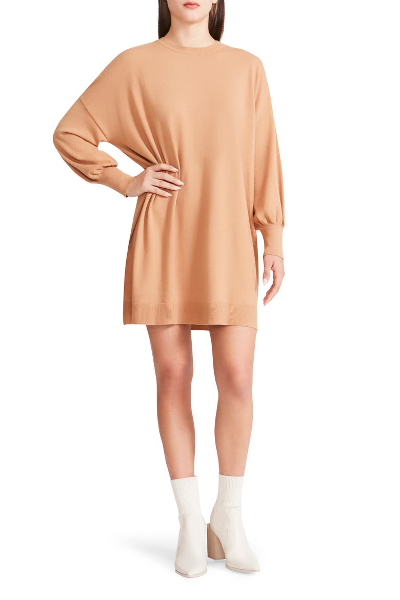 Olivia Long Sleeve Sweater Minidress, Main, color, CAMEL