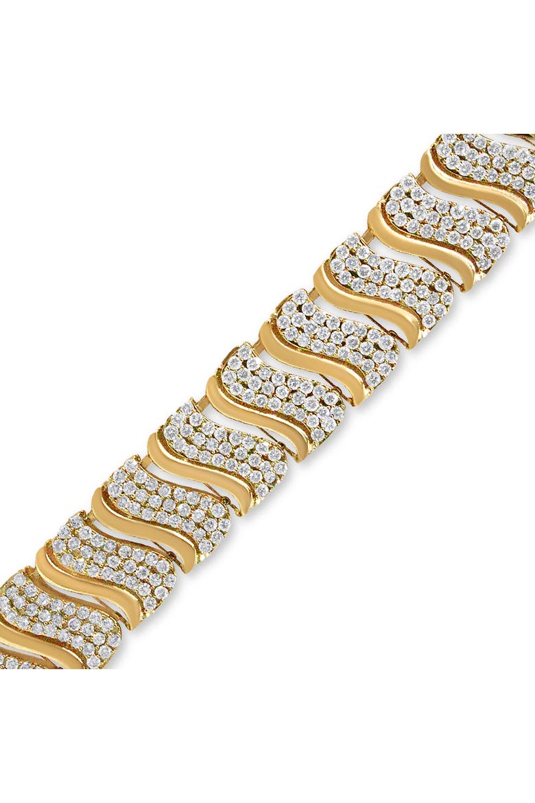 14K Yellow Gold 15.0 Cttw Diamond Chevron Wave 7.25" Inch Link Bracelet, Alternate, color, Yellow Gold