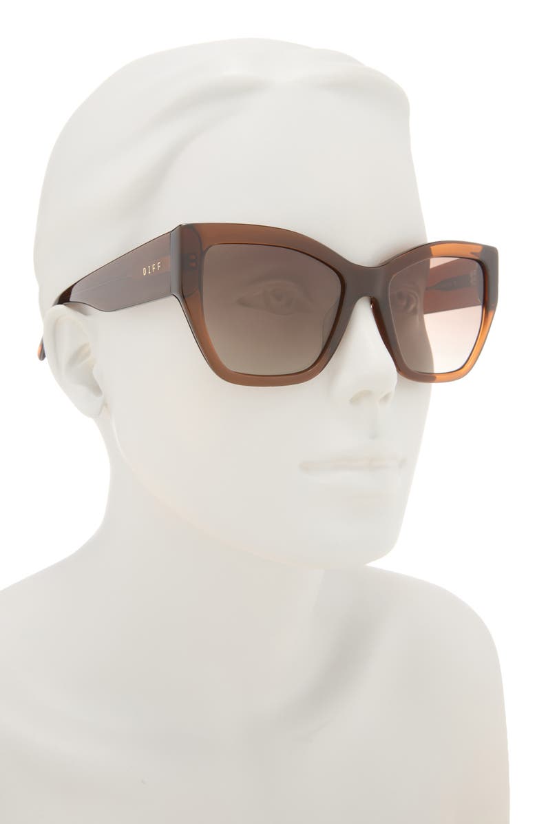 DIFF Vivienne 56mm Square Sunglasses, Alternate, color, Whiskey Brown