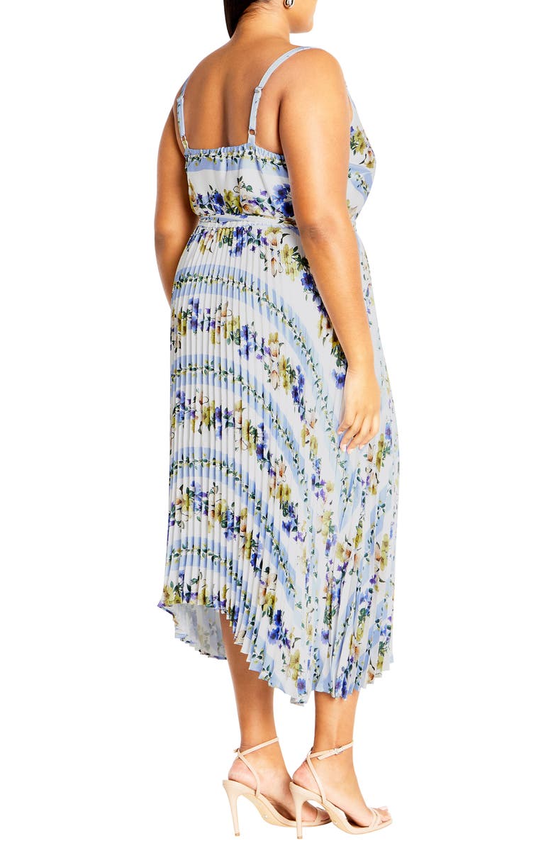 City Chic Amelia Floral Pleated Handkerchief Hem Dress, Alternate, color, Garden Party