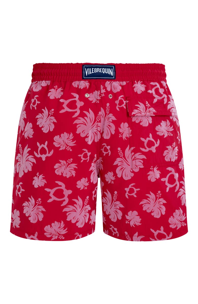 Vilebrequin Men's Turtle Heart Flocked Swim Shorts, Alternate, color, Groseille