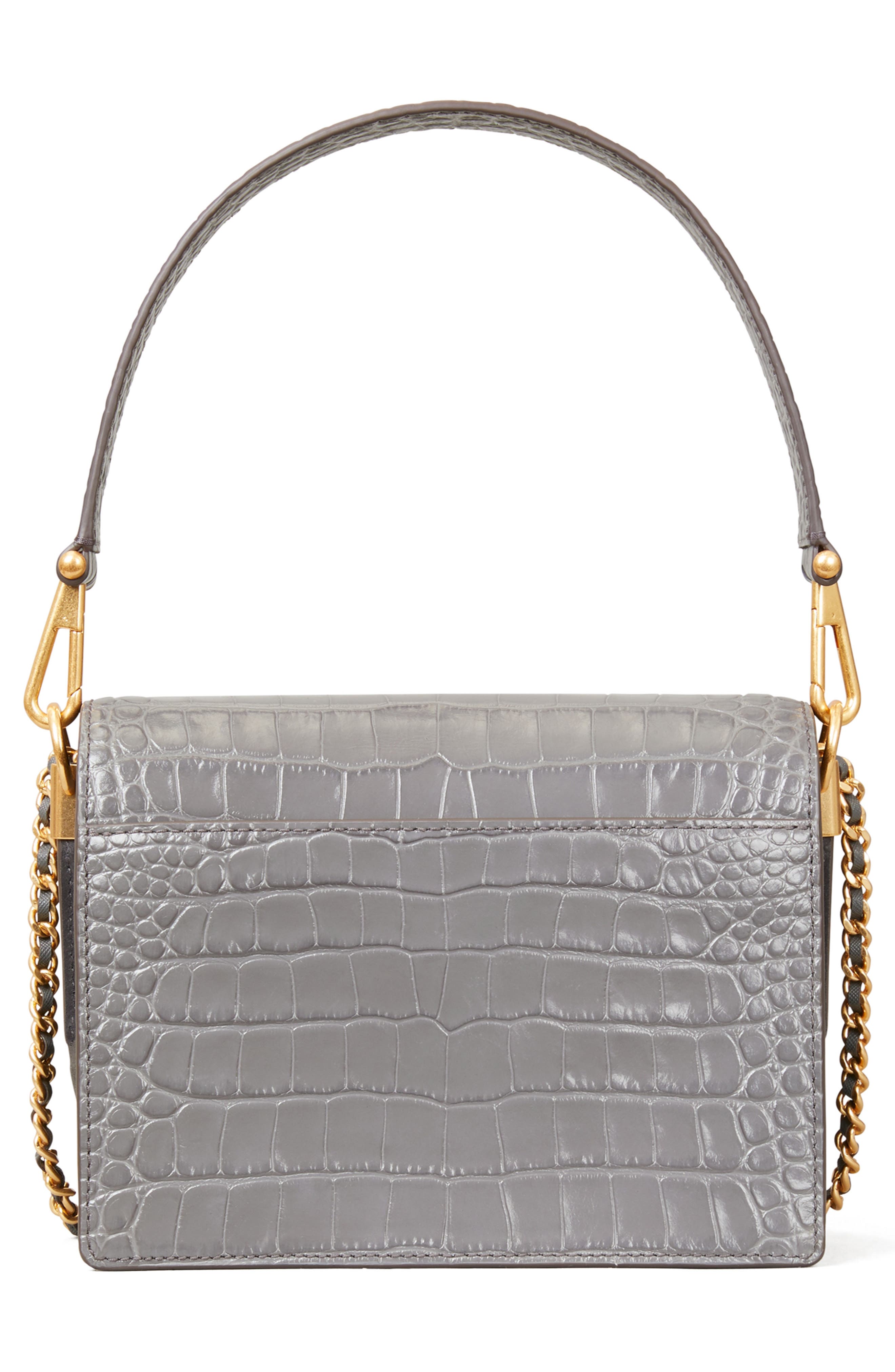 Robinson Embossed Double Strap Leather Flap Bag, Alternate, color, ZINC