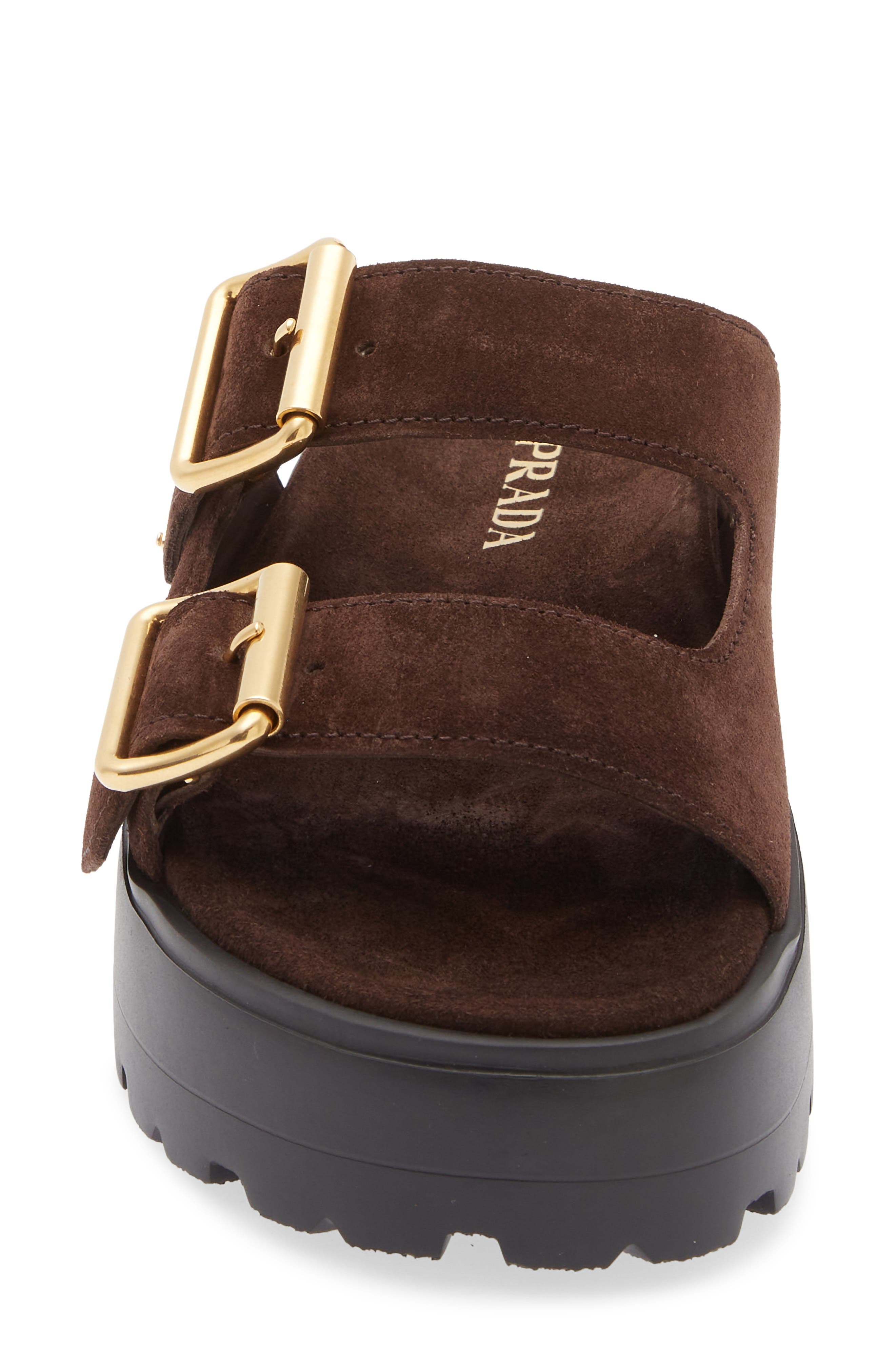 Prada Fussbett Flatform Slide Sandal, Alternate, color, Moro