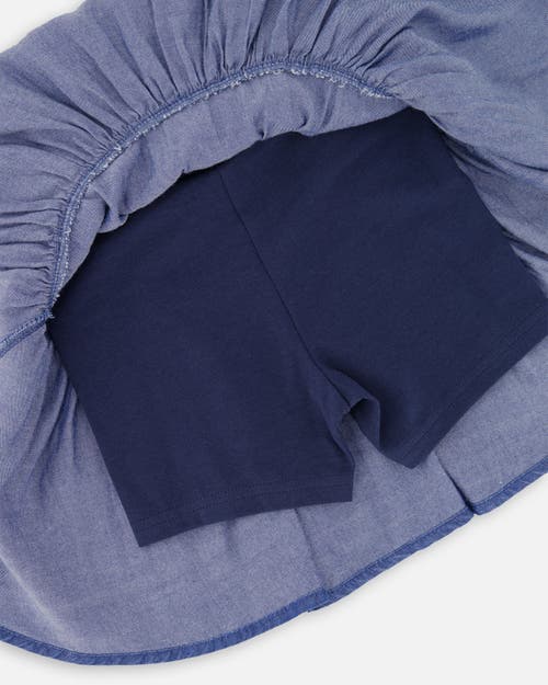 Deux Par Deux Girl's Chambray Skort Navy Blue In Navy Blue