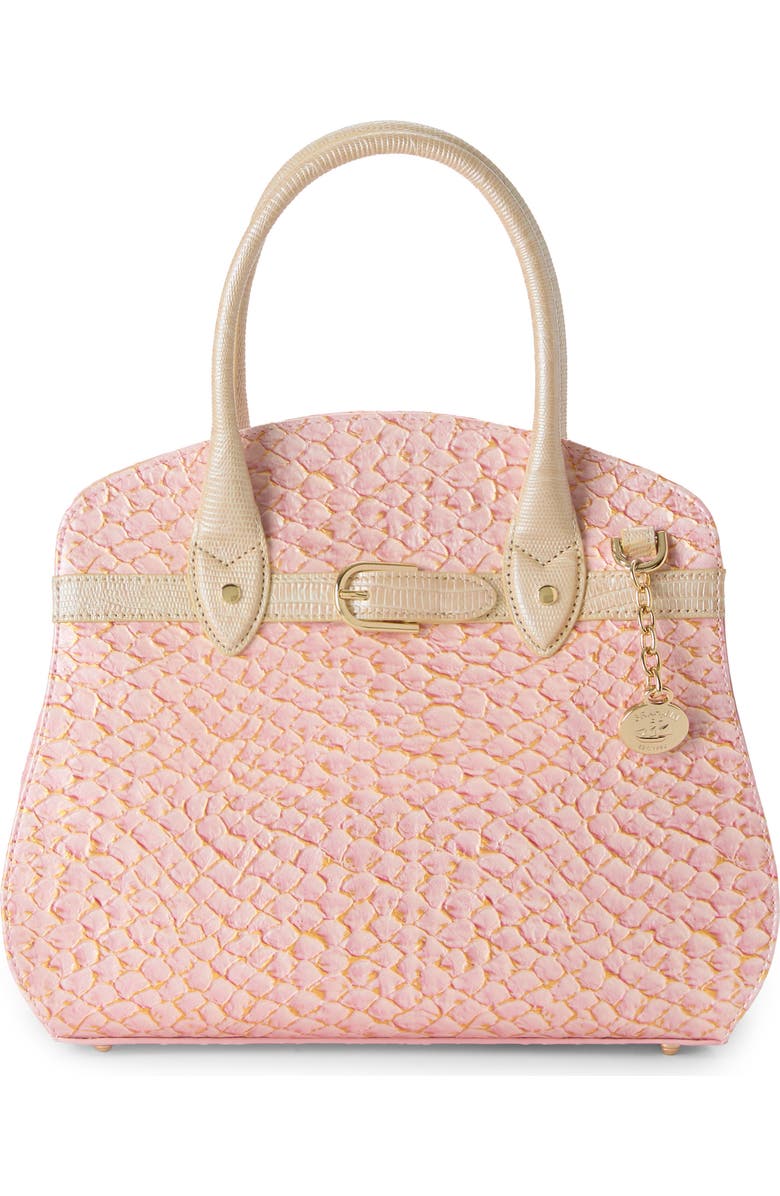 Brahmin Rosetta Embossed Leather Satchel, Main, color, Pink