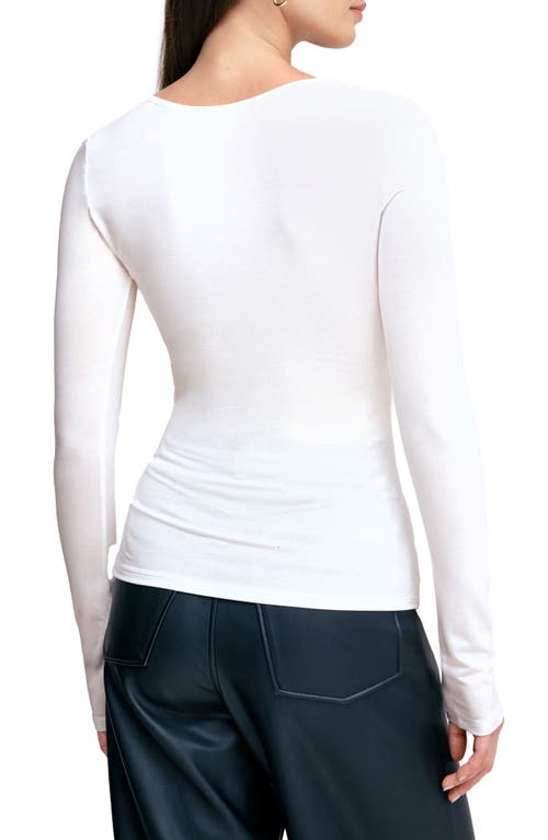 Marcella Yvonne Square Neck Jersey Top In Off White