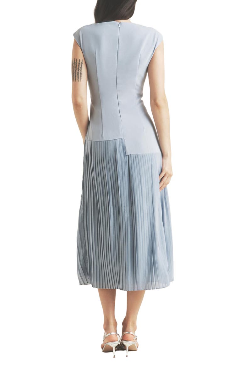 Pleated Cap Sleeve Maxi Dress, Alternate, color, Blue