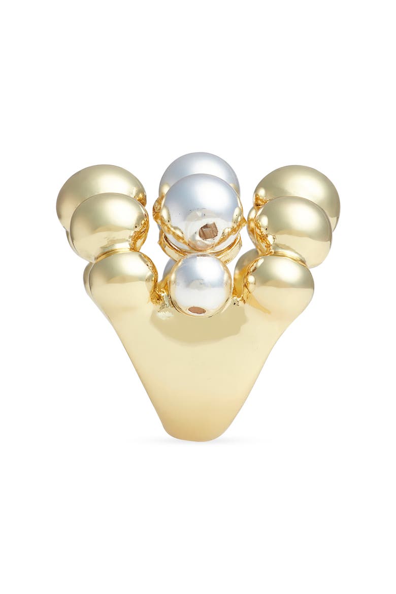 Triple Row Orb Cocktail Ring, Alternate, color, GOLD- SILVER