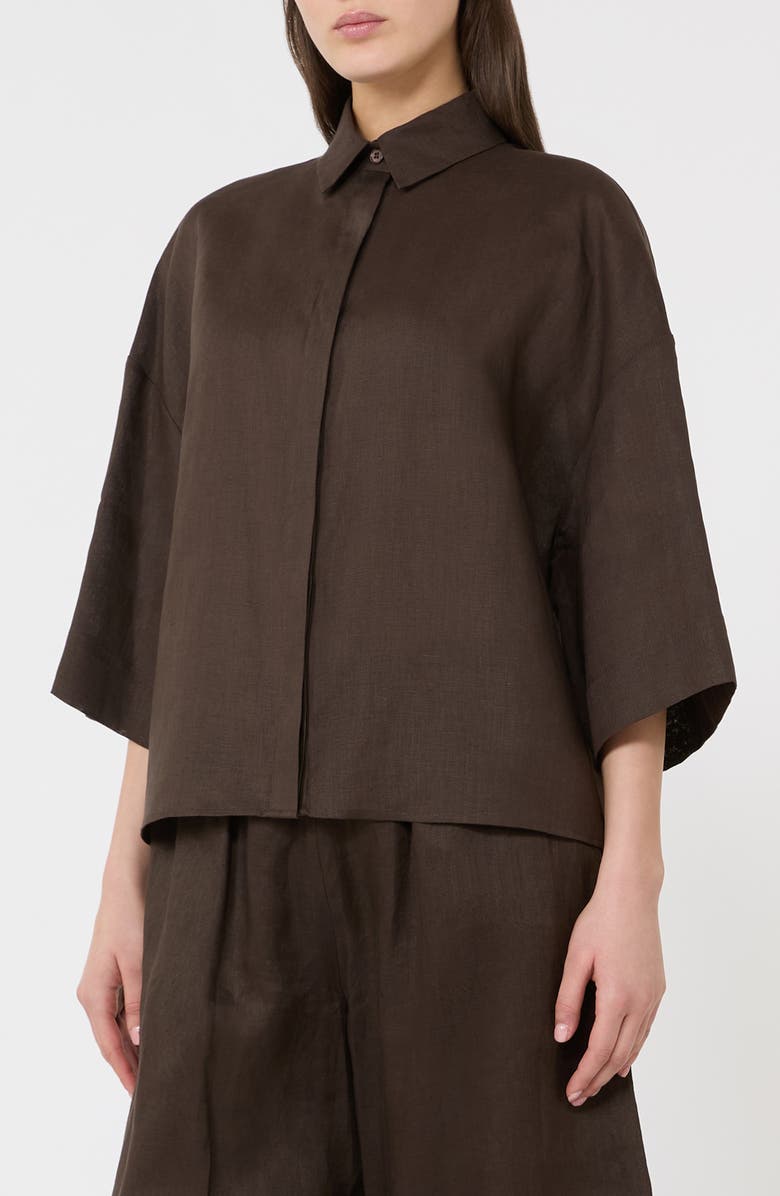 MM by Max Mara Linen Shirt, Main, color, Dark Brown