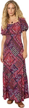 Apricot Maxi Tierred Scarf Printed Dress