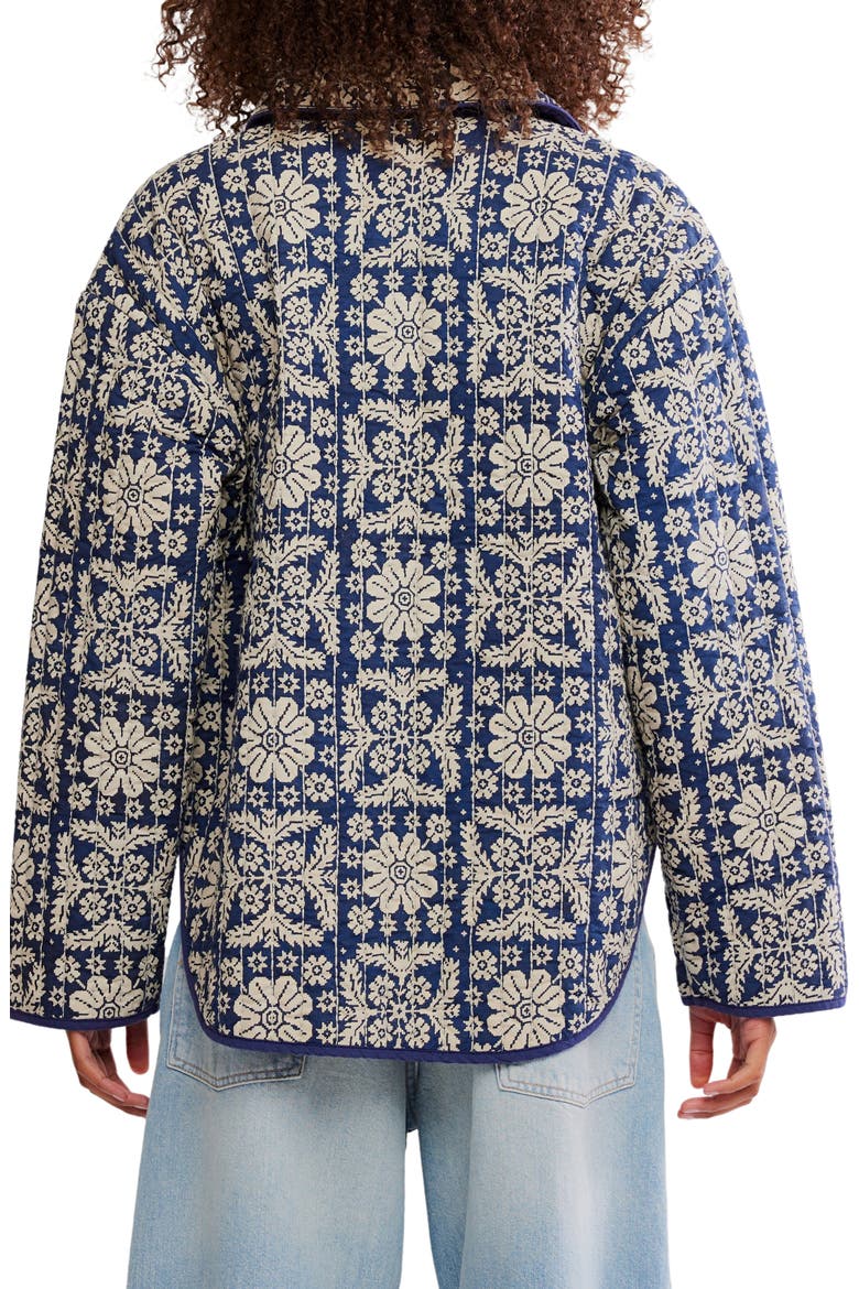 Alexie Print Boxy Quilted Jacket, Alternate, color, PEACOAT