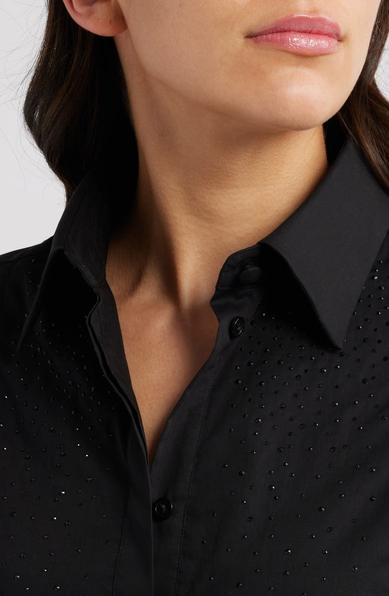 BOSS Bekani Sparkle Eyelet Bib Tuxedo Shirt, Alternate, color, Black