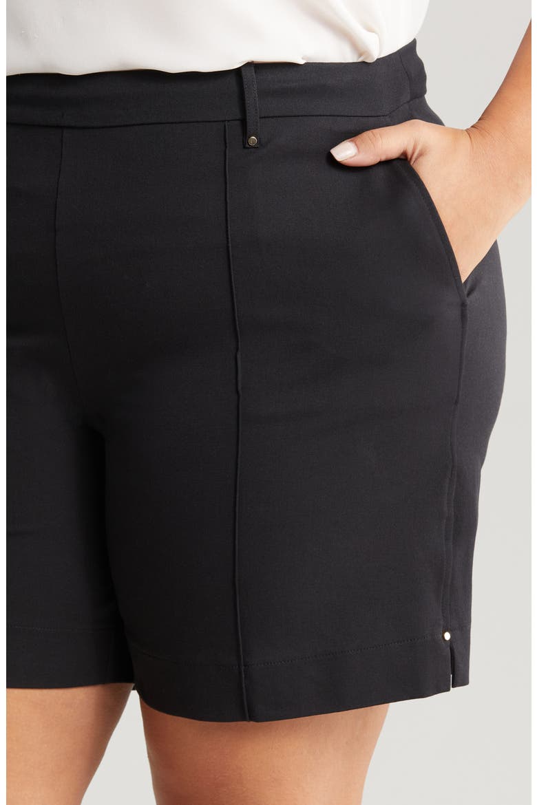 'Lyssentials Amanda Stretch Twill Shorts, Alternate, color, BLACK
