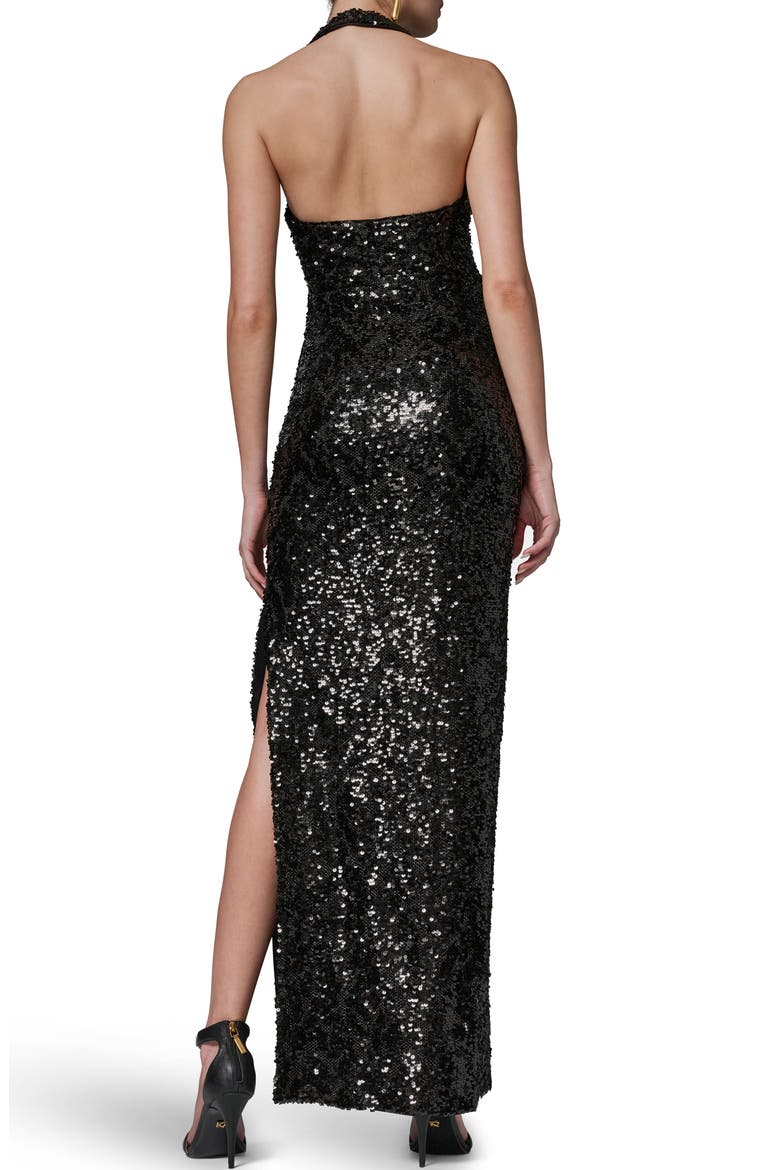 Sequin Halter Dress, Alternate, color, BLACK