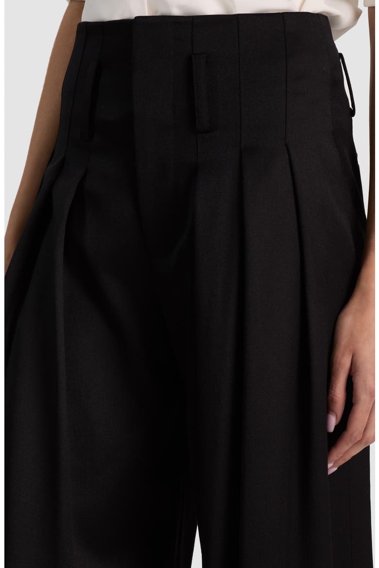 Benson Ultra High Waist Pleated Wide Leg Wool Blend Trousers, Alternate, color, BLACK