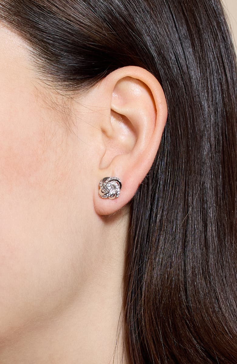 Nadri The Perfect Gift Pavé Knot Stud Earrings, Alternate, color, Rhodium