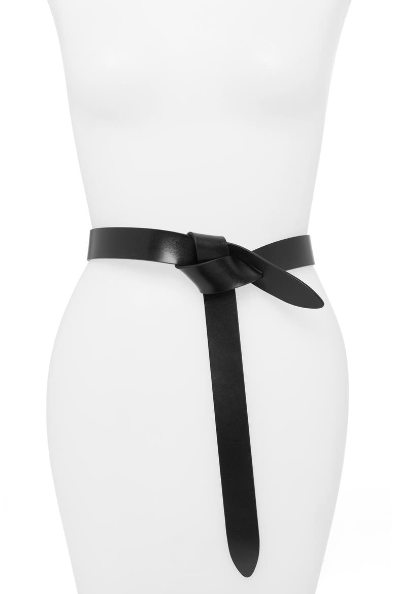 Lecce Leather Belt, Main, color, BLACK