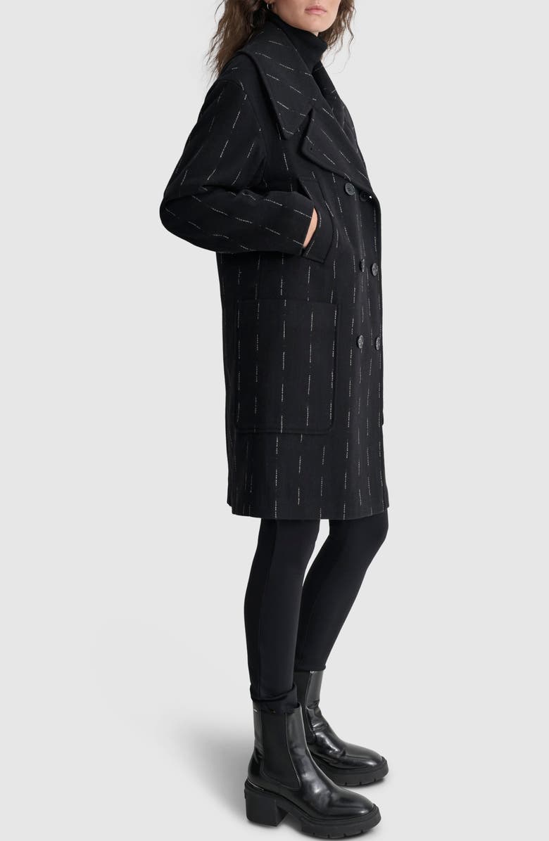 DKNY Broken Pinstripe Wool Blend Coat, Alternate, color, 