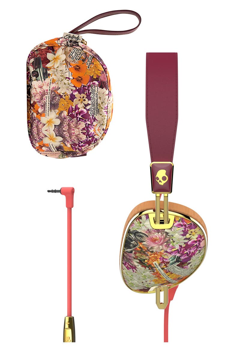 'Knockout Floral' Headphones, Alternate, color, FLORAL/ BURGUNDY/ ROSE GOLD
