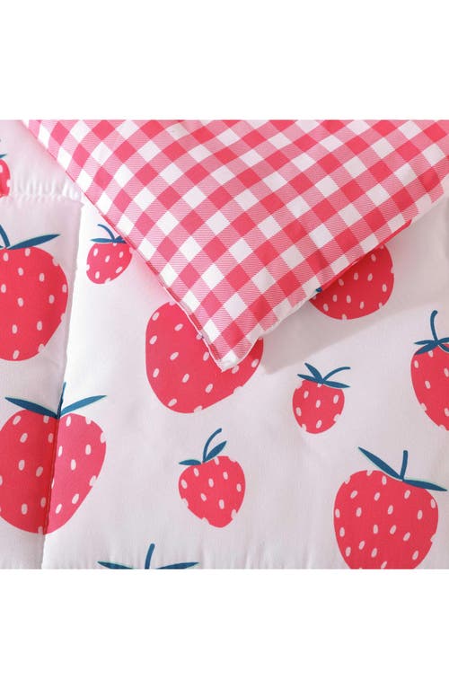 Eddie Bauer Kids' Strawberry Field 3-piece Comforter Set In White/rose Pink/dusty Green