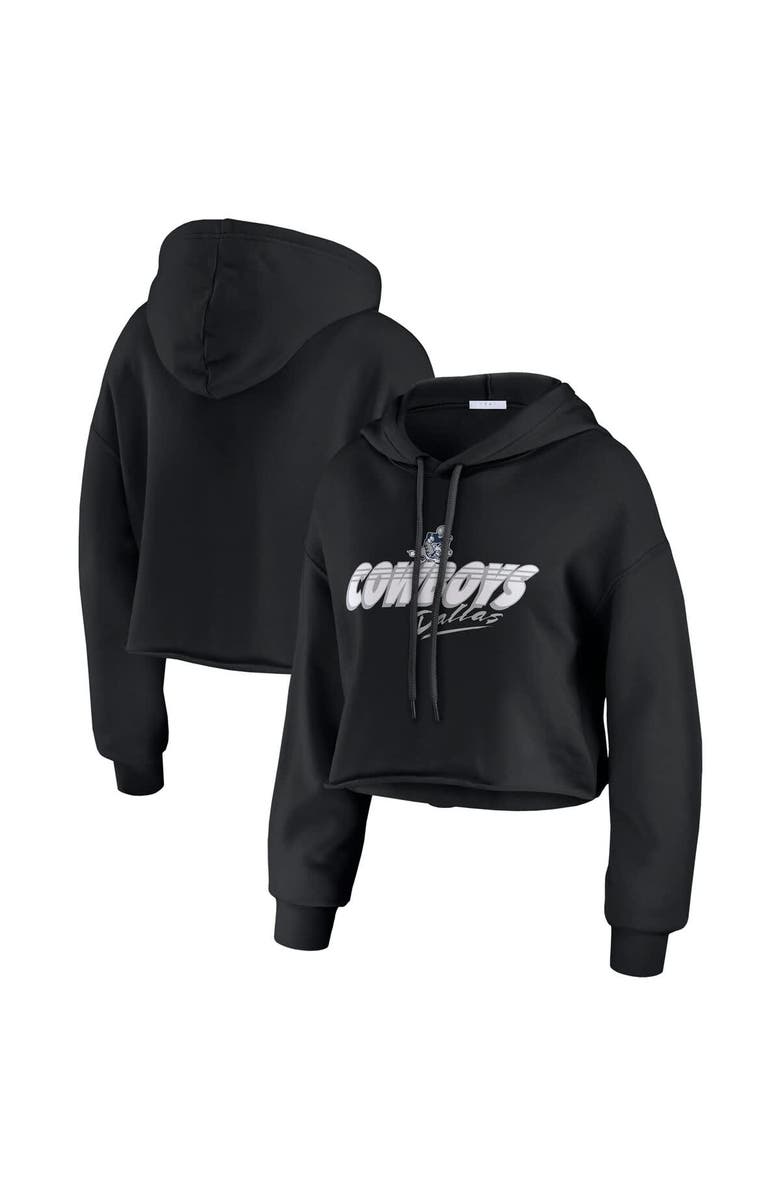 WEAR by Erin Andrews Women's WEAR by Erin Andrews Black Dallas Cowboys Prime Cropped Pullover Hoodie, Main, color, Black