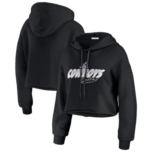 Wear By Erin Andrews Black Dallas Cowboys Prime Cropped Pullover Hoodie In Black