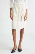 POSSE Elspeth Button Front Belted Wool Midi Skirt