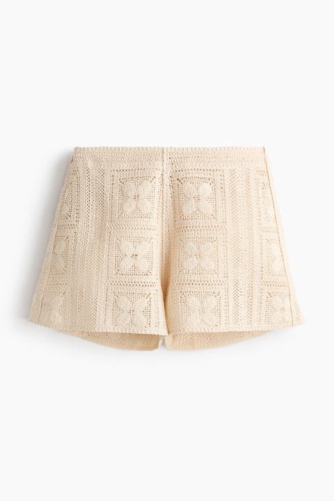 Crochet-look Silk-blend Shorts