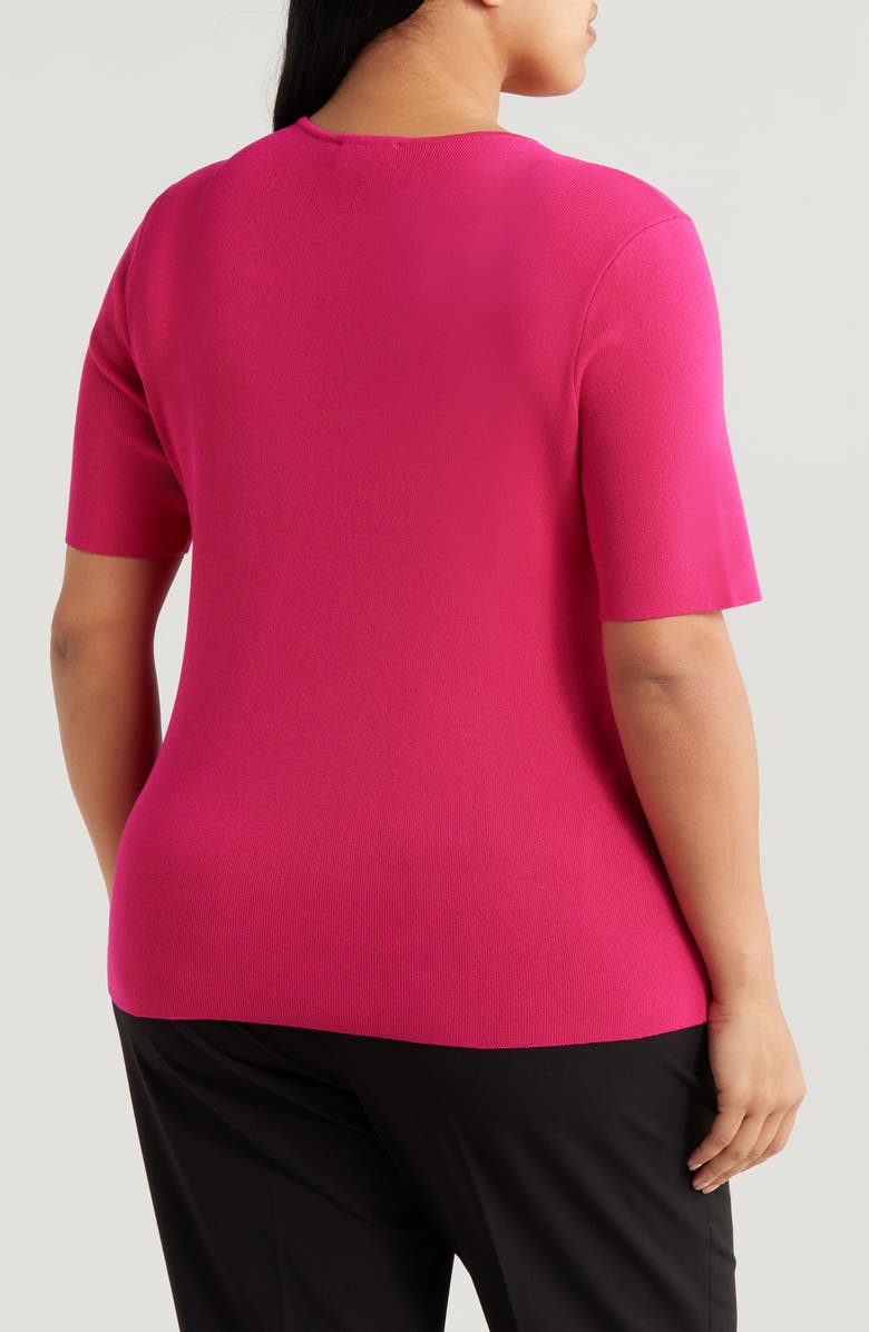 Tahari ASL Short Sleeve Sweater, Alternate, color, Raspberry