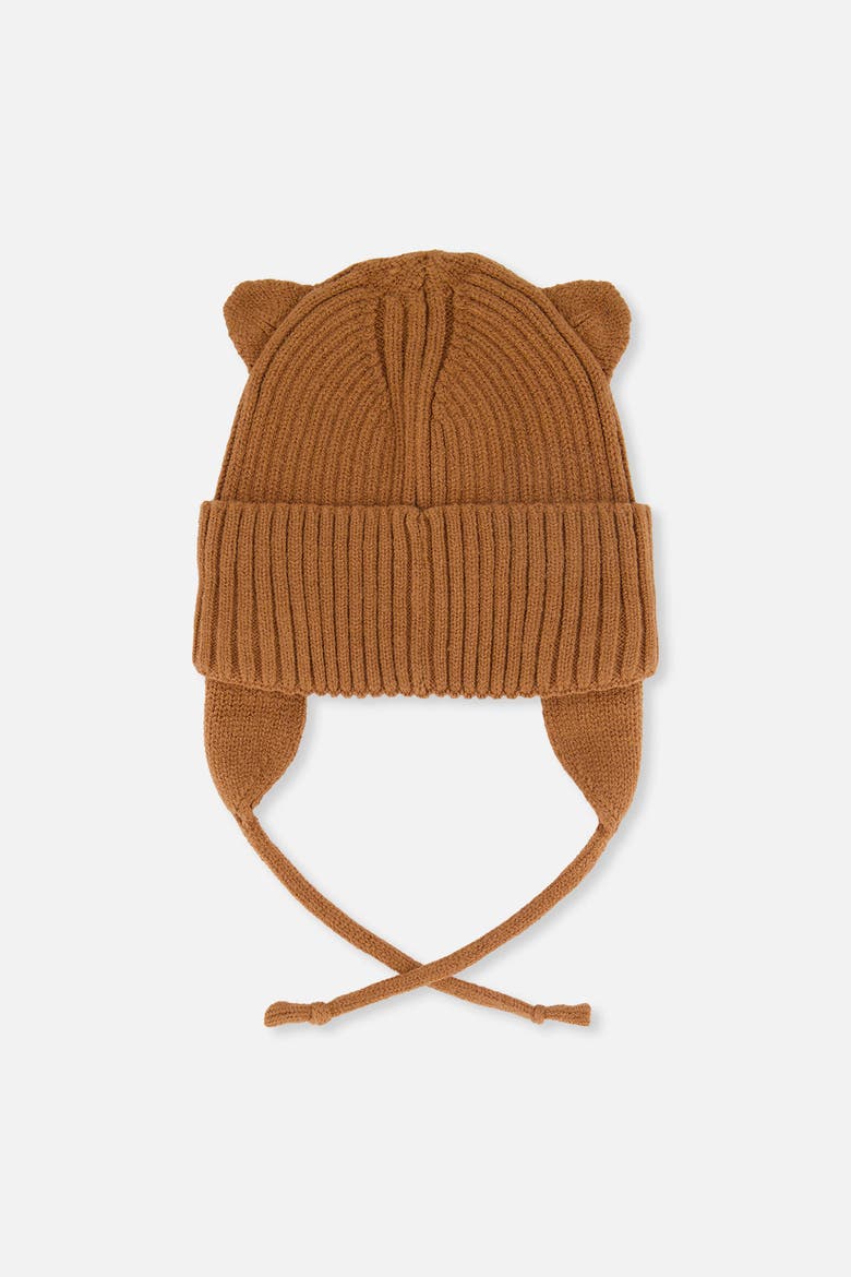 Knit Hat with Bear Ears and Tie Strings, Alternate, color, Brown Sugar