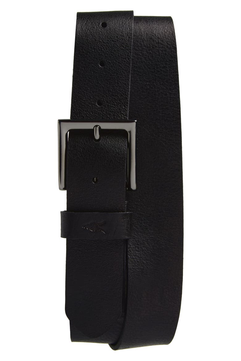 Leather Belt, Main, color, BLACK