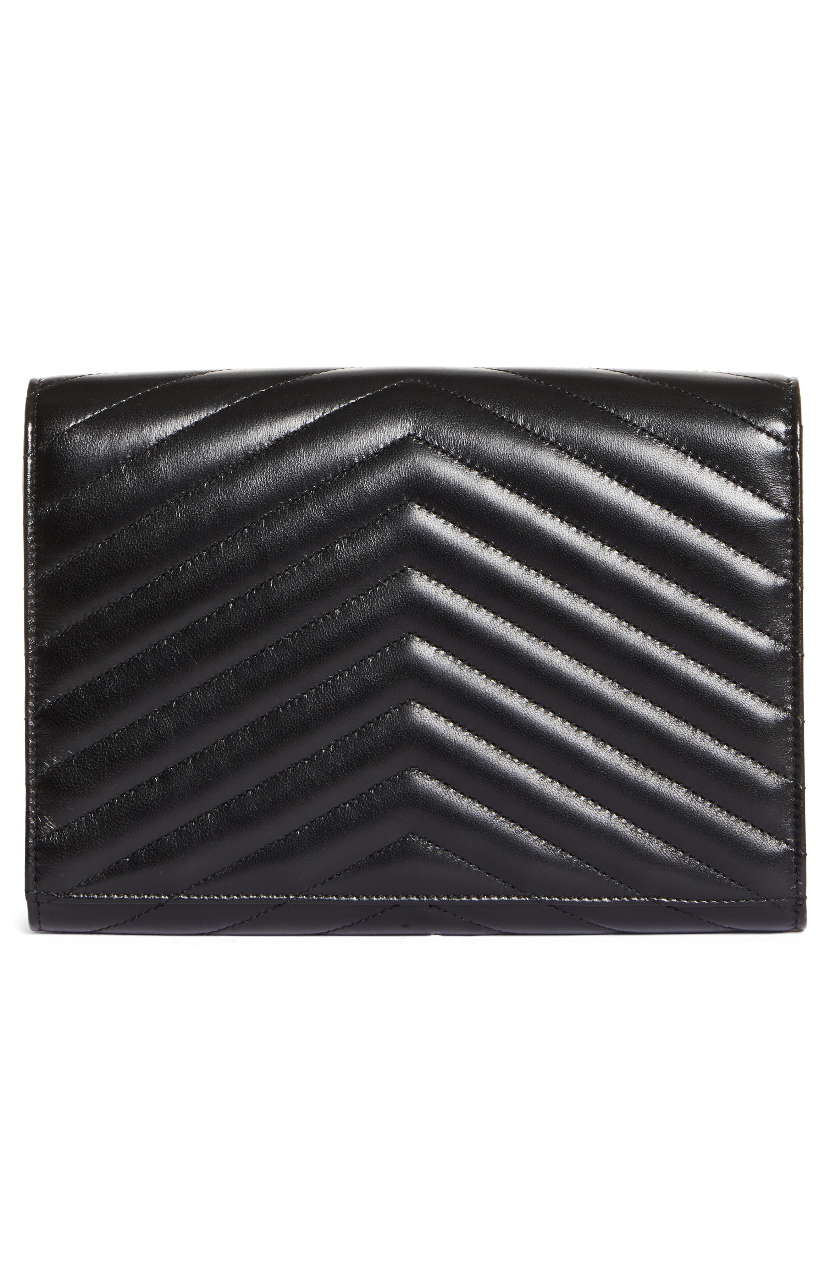 Saint Laurent Cassandre Matelassé Leather Flap Pouch, Alternate, color, 